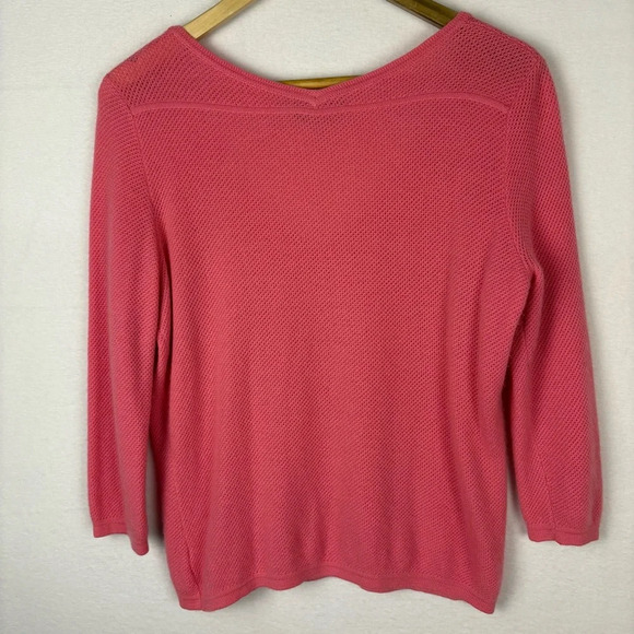Adrienne Vittadini Pink 100% Cashmere V-Neck Sweater - Picture 5 of 7